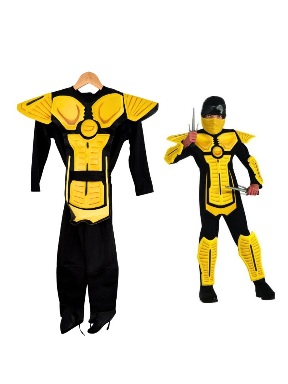 Rubie’s Yellow Ninja Halloween Costume Kids Medium 8-10 Black 881885 Samurai